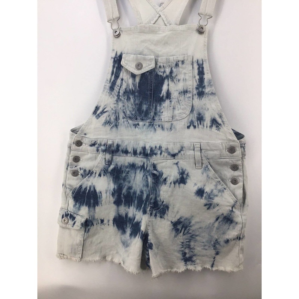 No Boundaries Jean Shortalls Size L(11-13) Blue Denim Juniors Tie Dye Juniors - Picture 9 of 12
